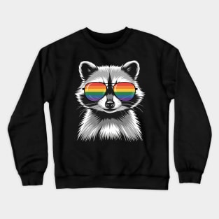 Funny Raccoon LGBT Sunglasses Rainbow Flag Gay Pride Month Crewneck Sweatshirt